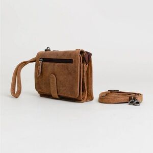 Adrian Klis Genuine Buffalo Leather Wallet Crossbody Bag in Brown